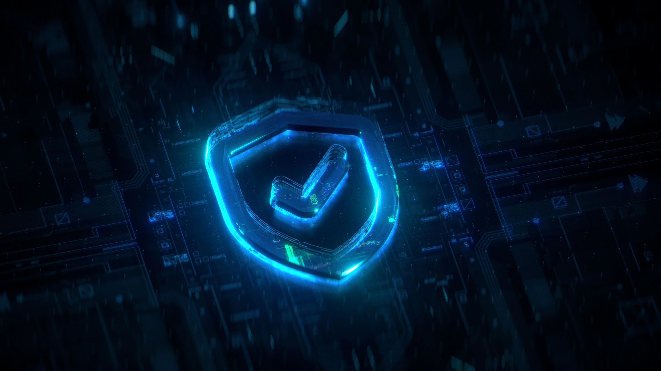 Abstract cyber security shield graphic